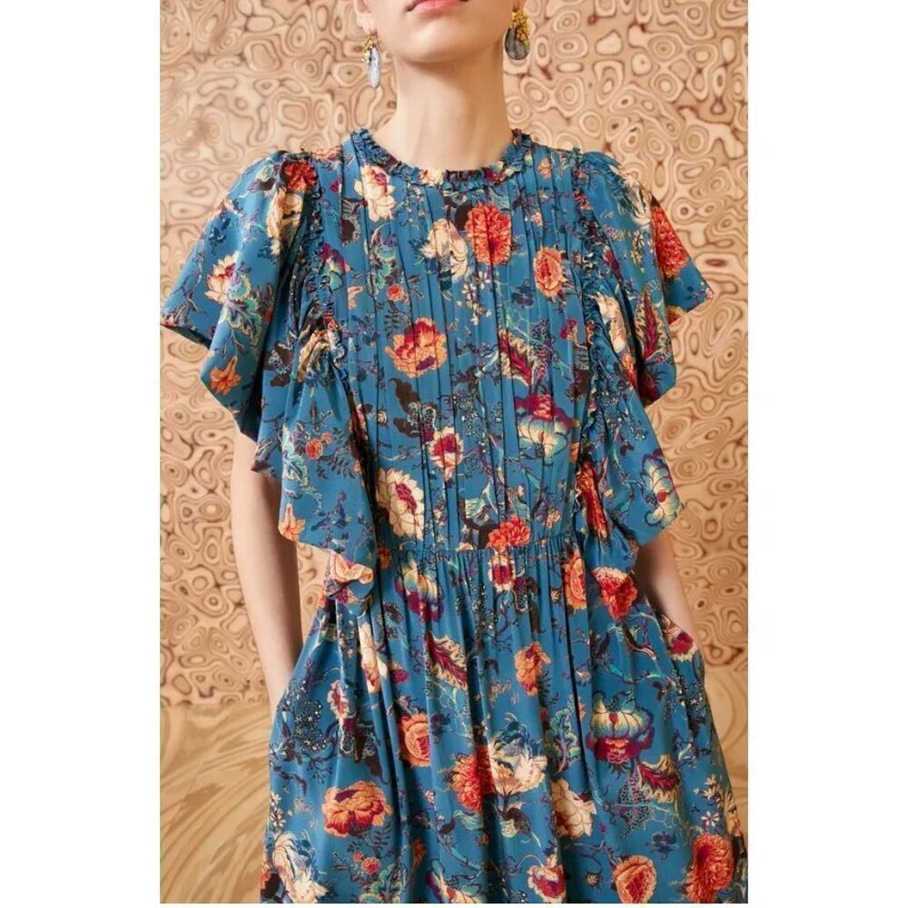 ULLA JOHNSON Ilaria Silk Dress in Bluette NWT Size 4 - Picture 2 of 11